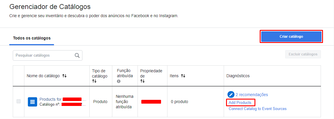 Criar Catálogo de Produtos Facebook