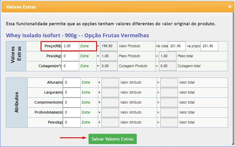 Adicional Preço Extra