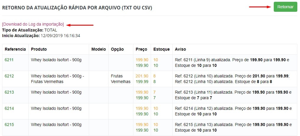 Retornar Atualização