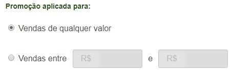 Faixa Valor Promoção PagSeguro