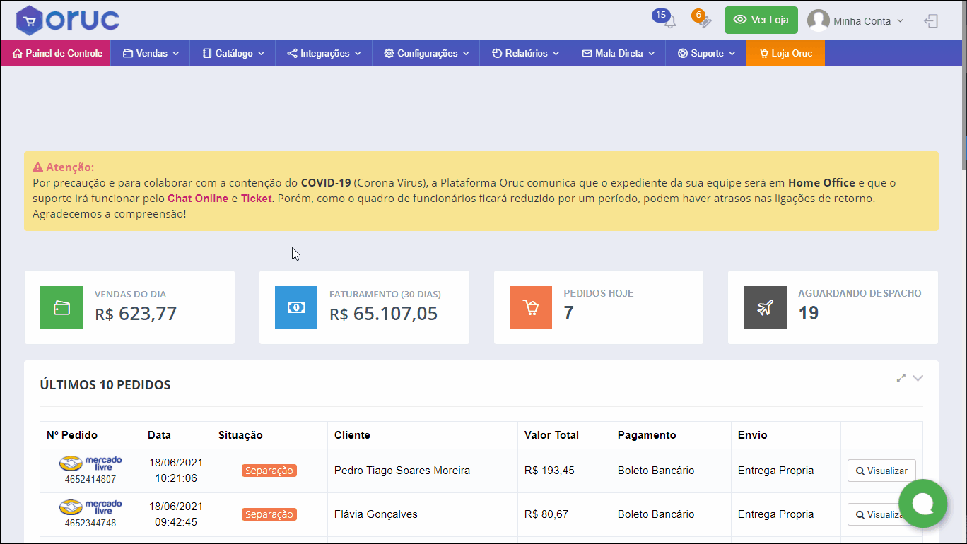 integração mercado livre respostas automaticas